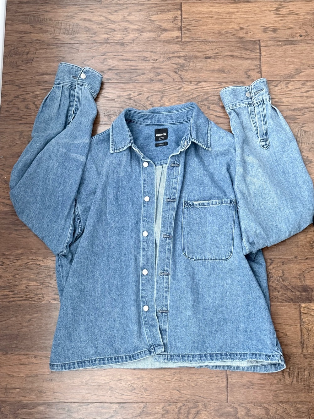 RSQ Denim Button-Front Shirt Jacket - Light Blue